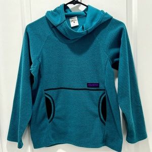 MELANZANA Micro Grid Fleece Hoodie Youth Large Beautiful Marine (Teal) Color